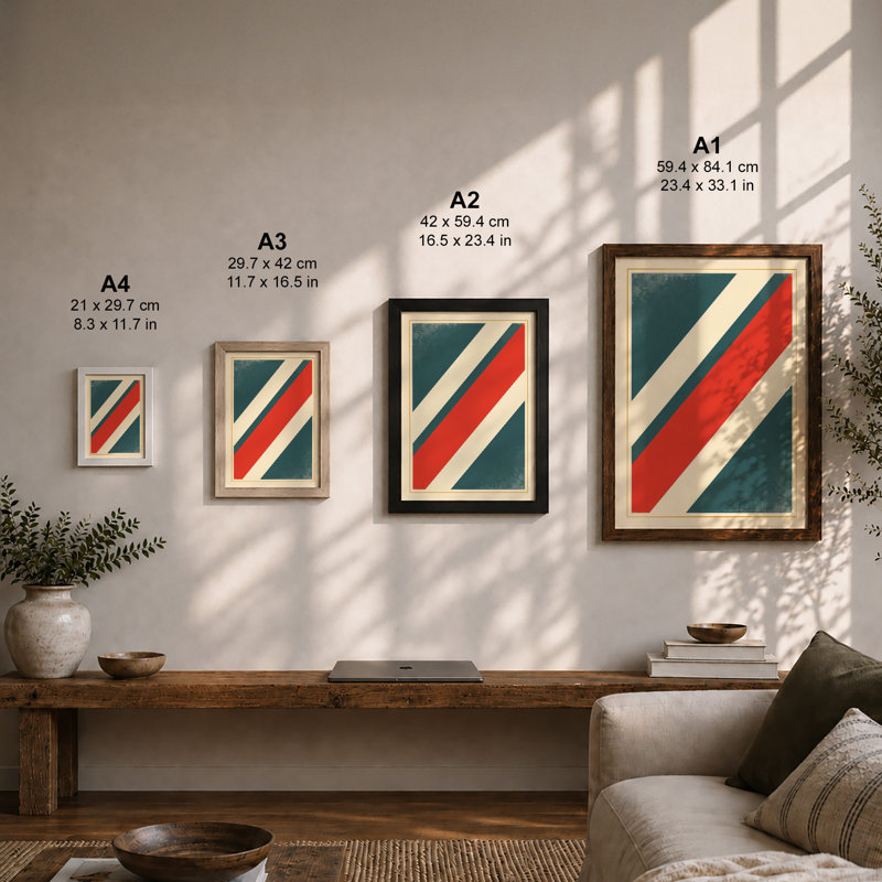 Diagonal Rhythm Geometric - Framed Print, Unframed, A3 - 42.0 x 29.7 cm