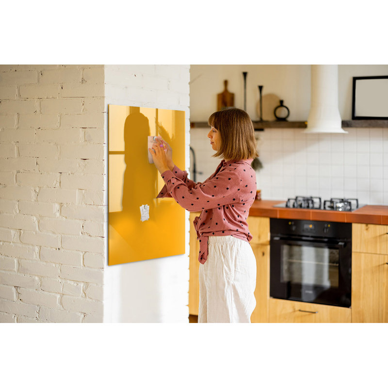 Magnetic Glass Dry Erase Board, Golden Yellow