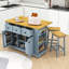 Ensemble d'îlot de cuisine avec 2 tabourets de bar, prises de courant intégrées et rangement extensible-332201032