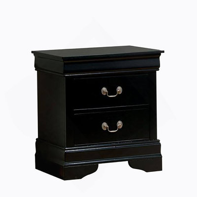 1Pc Nightstand Black Louis Philippe Solid Wood English Dovetail Construction