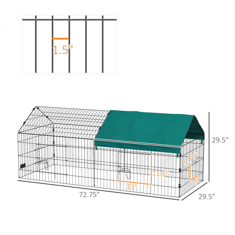 Parc pour petits animaux 73 po Pawhut, H 29,58 po x l 72,83 po x P 29,42 po