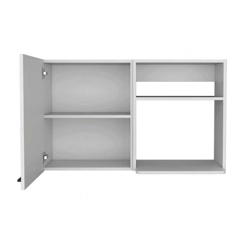 Stackable Wall Storage Cabinet 24" H, Two Internal Shelves, Two External Storage Shelves, One Door, White