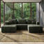 Canapé modulaire à compression Aldora, causeuse 2 pièces à profil bas avec porte-gobelets, poche de rangement latérale et 4 coussins, canapé sans assemblage pour le salon, vert-1027143668