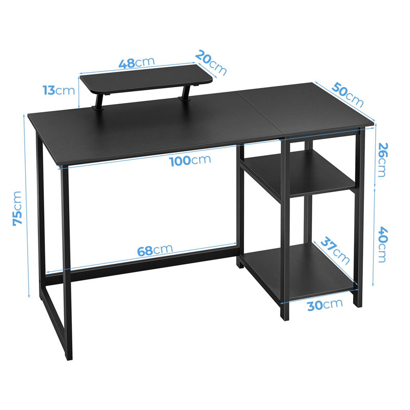 Antinarelli Metal Base Computer Table, Black
