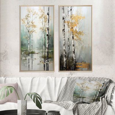 Birch Woods Wall Art, 2-Piece Canvas Set - Birch Woods Ethereal Elegance