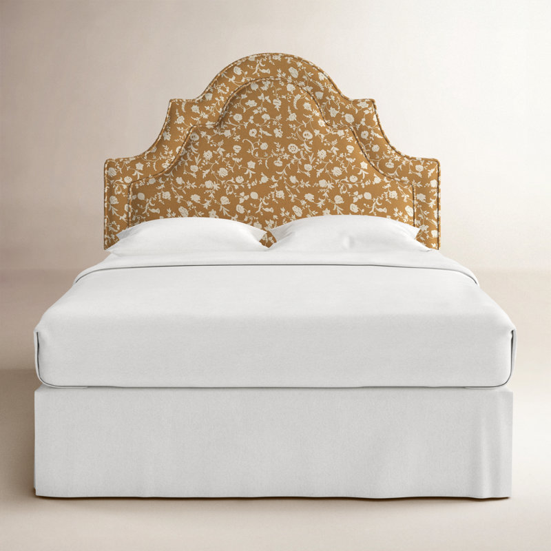 Knipe Upholstered Headboard, Queen, Robina Floral Ochre
