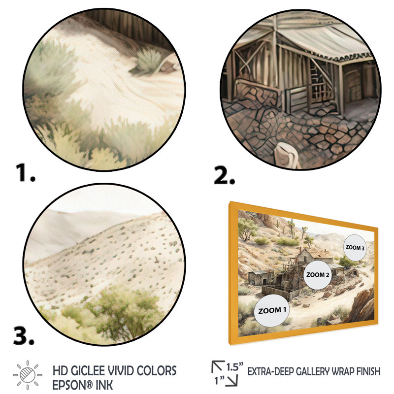 Wild West Mine In Arizona I - Impression sur toile, Encadrement doré, H 12 po x l 20 po x P 1 po