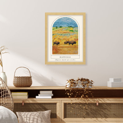 " Bison Buffalo In Pastel Watercolor Field "