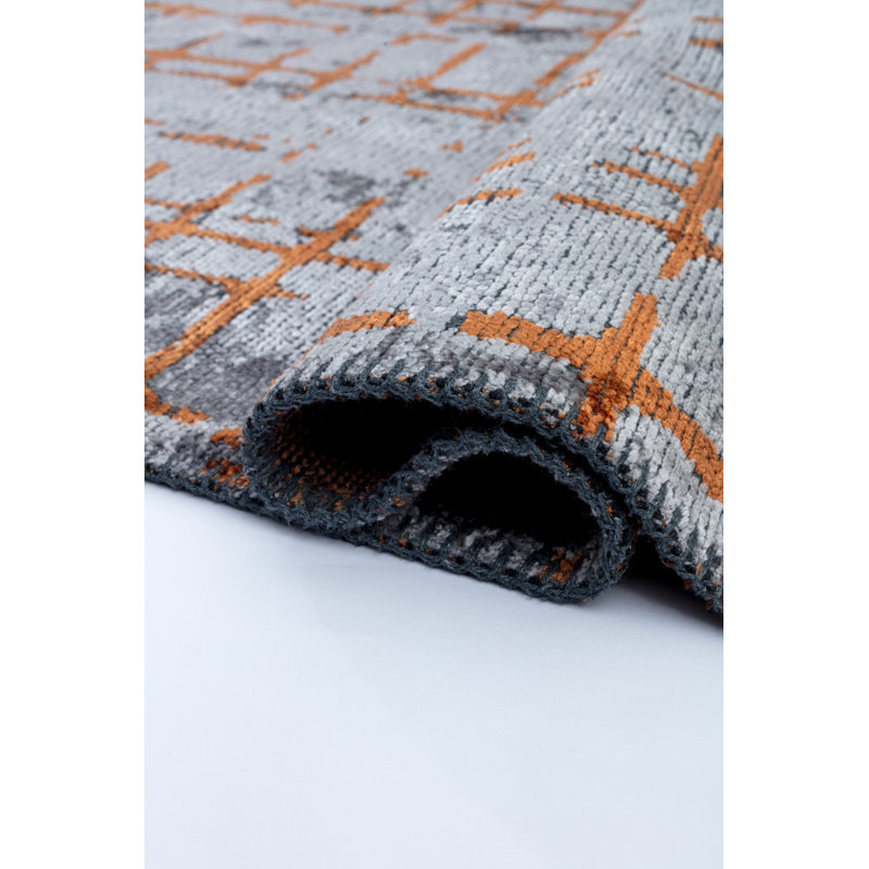 Tapis orange / gris Rapture, Rectangle 7 pi 10 po x 9 pi 10 po