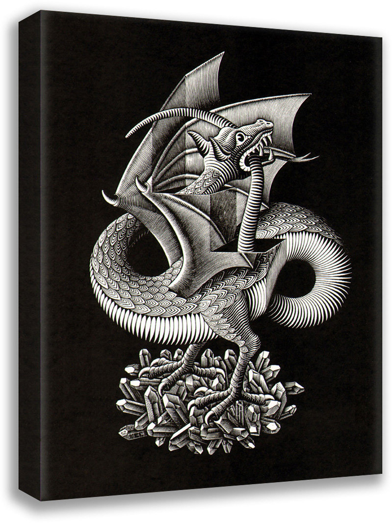 Trinx Dragon by M.C.Escher Gallery Wrapped Canvas | Wayfair