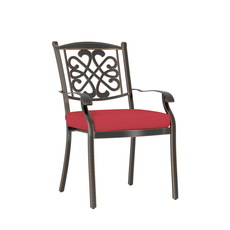Chaise de patio empilable avec coussin, Rouge