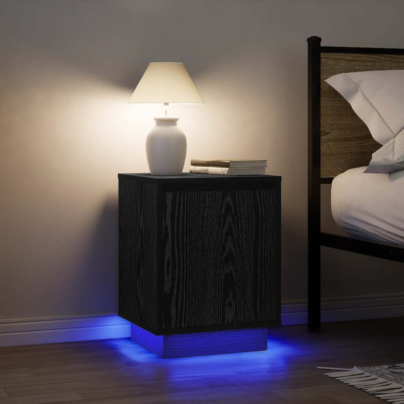 Dariona 38cm W Manufactured Wood Bedside Table, Black