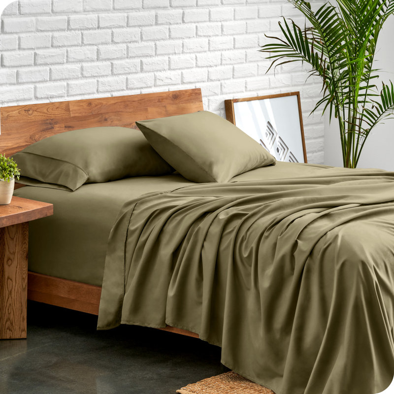 Olive Full-XL Microfiber Deep Pocket 4-Piece Sheet Set