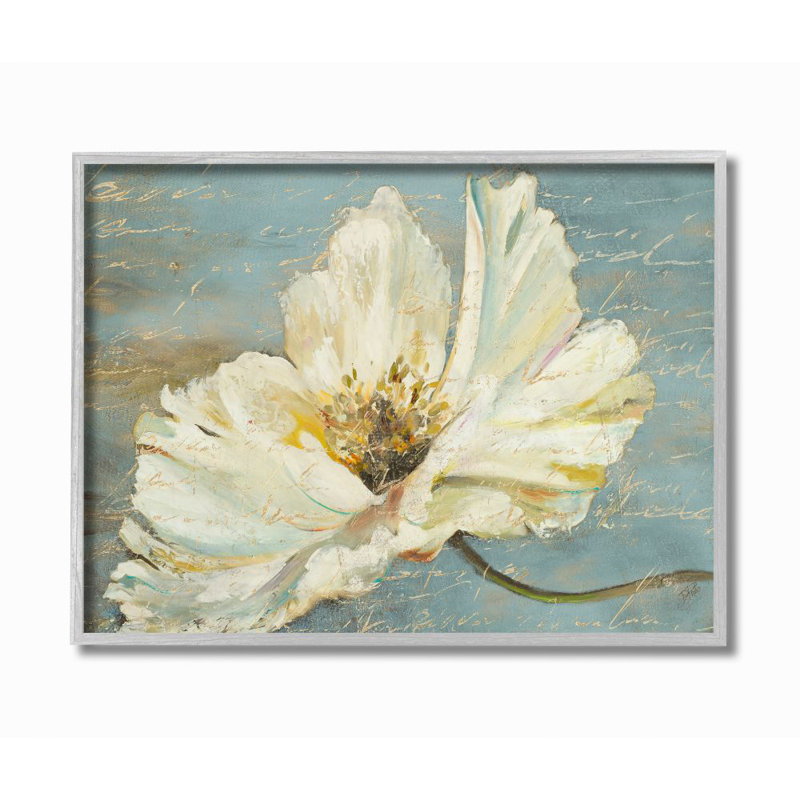 «Flower with Word Texture Paint», impression sur toile, H 11 po x l 14 po x P 1,5 po, Estampe numérique Farmhouse