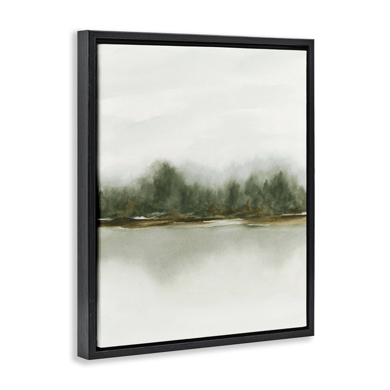 Cadre flottant abstrait vert embrassant, design par 1x, Cadre flottant noir de jais, H 21 po x l 17 po