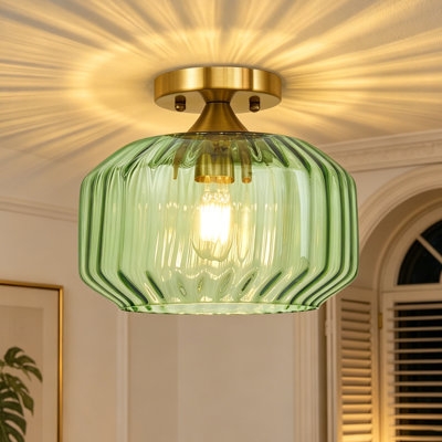 9.84-in Semi Flush Mount Ceiling Light Brushed Gold