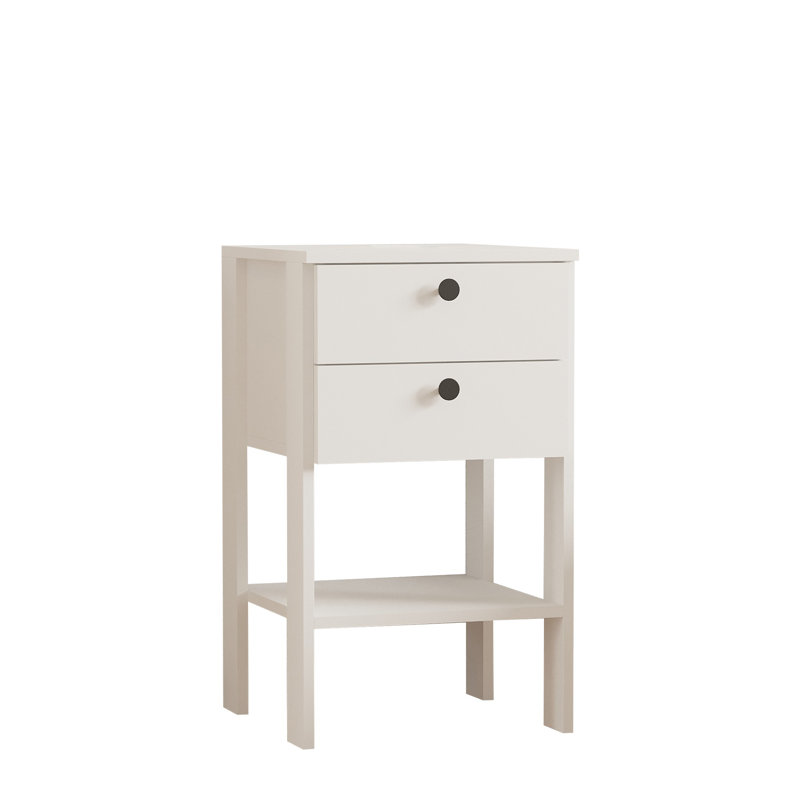 Table de chevet 2 tiroirs Ellioes, Blanc