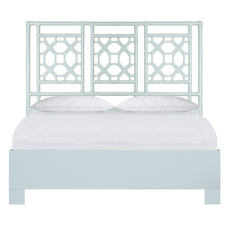 Lattice Back Platform Bed, Queen, Light Blue