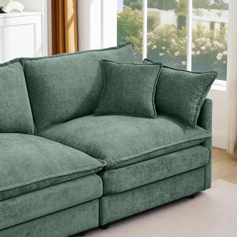 102” Oversized Modular Sectional Sofa, U Shaped Cloud Couch Set, 3-seater Comfy Chenille Couches With 1 Movable Ottomans, Diy Combination For Living Room