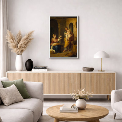 «Saint Joseph présentant l'enfant Jésus», peinture de famille baroque, impression sur toile encadrée