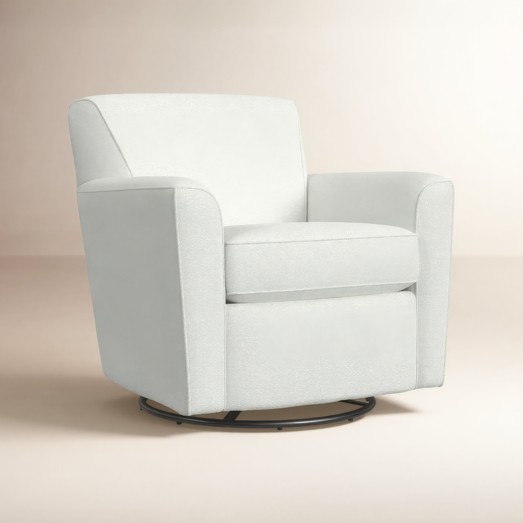 Monarch Upholstered Swivel Armchair, Snow Performance Boucle