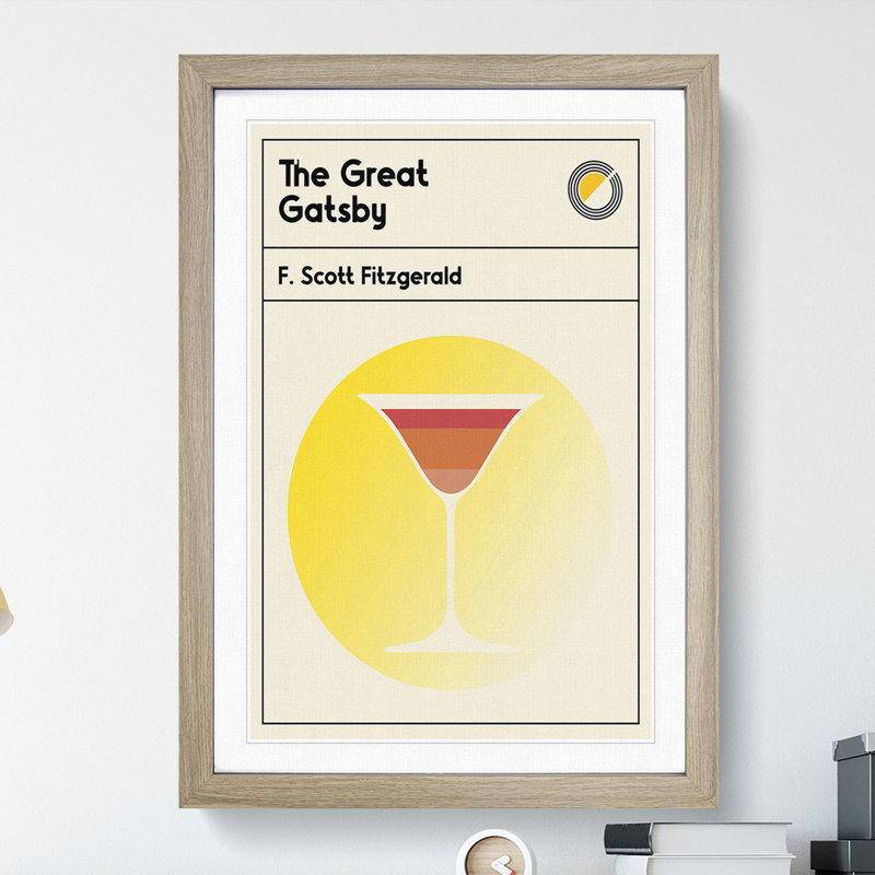 Book Cover the Great Gatsby F. Scott Fitzgerald - Picture Frame Graphic Art, 90cm H x 65cm W x 2cm D, Oak
