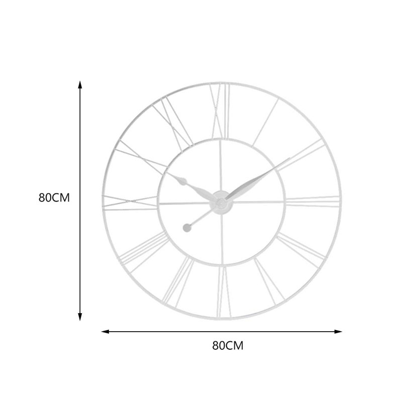 Garney Metal Wall Clock with Black Hands, 80cm H x 80cm W x 4cm D, Black