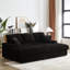 Canapé 3 places en velours côtelé de 213 cm avec coussins de dossier, 2 coussins décoratifs pour un confort optimal dans le salon, repose-pieds avec rangement et porte-gobelets, canapé à assise profonde et confortable