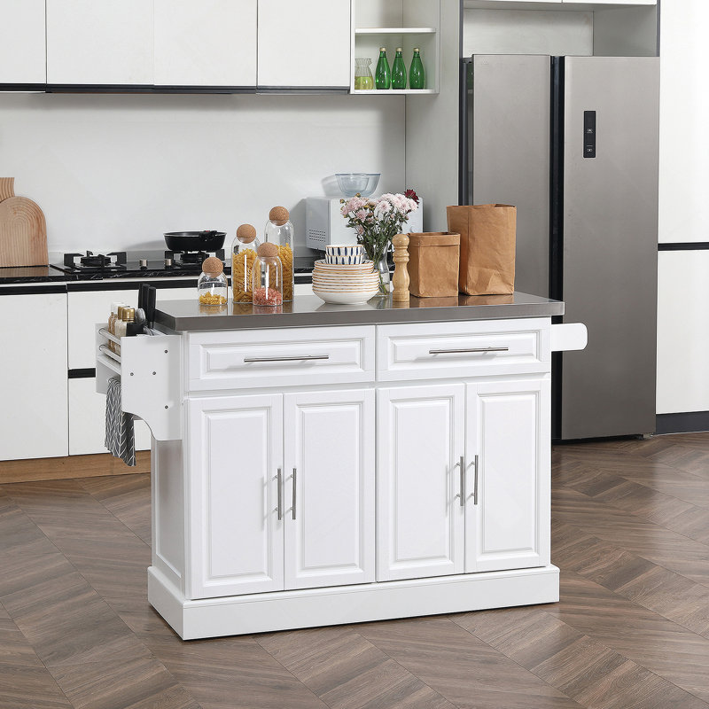 Rolling Kitchen Island, White