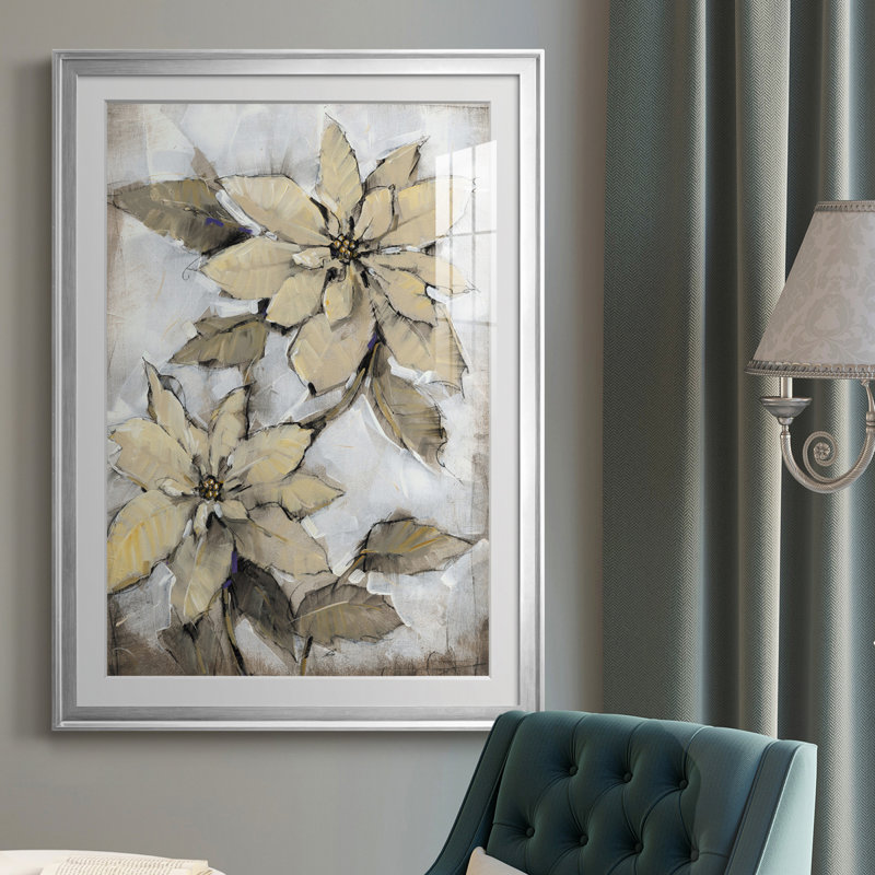 «Poinsettia Study I», reproduction encadrée de qualité supérieure - prête à être accrochée, H 30,5 po x l 22,5 po x P 1 po
