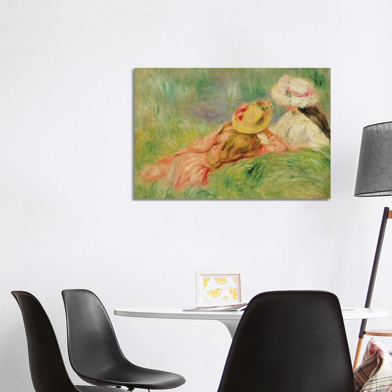 Young Girls On The River Bank by Pierre-Auguste Renoir - Wrapped Canvas Gallery-Wrapped Canvas Giclée