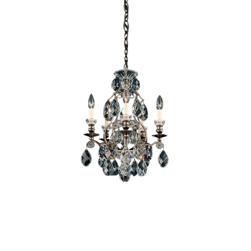 Renaissance 5 - Light Glass Chandelier, Clear Heritage Crystal, Black