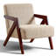 Chaise d'appoint rembourrée de 23,8 po de largeur Mid-Century avec pieds en bois massif en forme de Z (ensemble de 2)-87684970