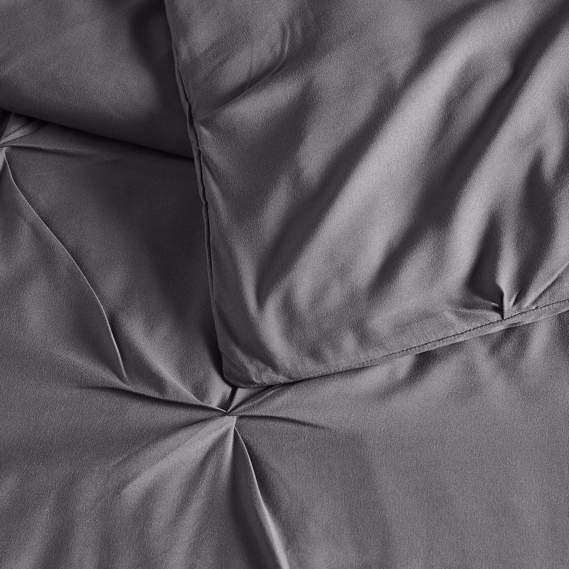 Truly Soft Pleated Dark Grey King Comforter Set, King + 2 King Shams, Dark Gray