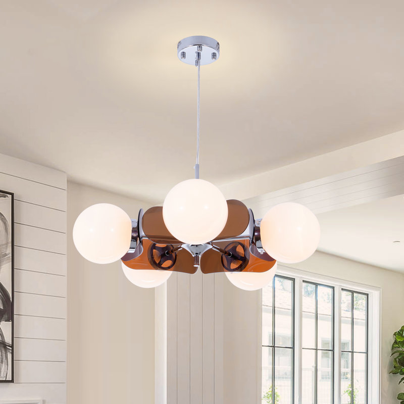 5 Light Dimmable Creative Chandelier With Glass Shades