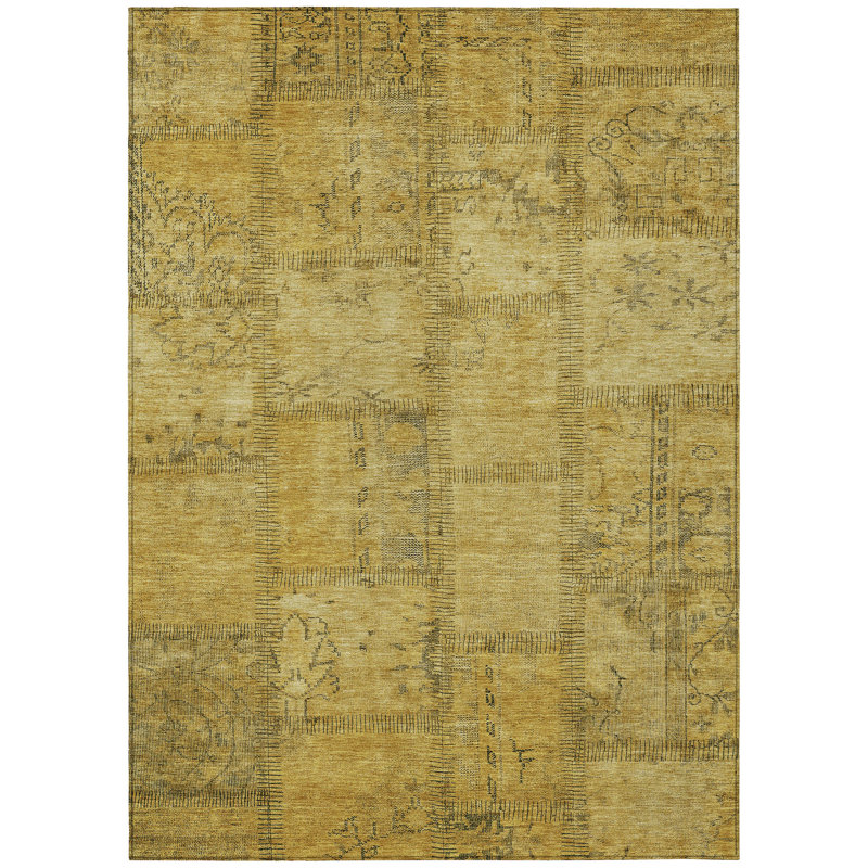 Mirelys Washable Patchwork Indoor / Outdoor Rug, Rectangle 10' x 14'
