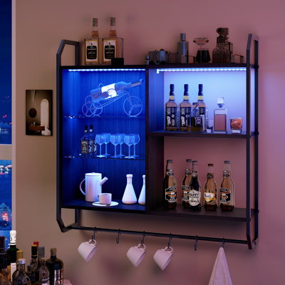 Demiterus 80cm H x 82.5cm W Iron Floating Bookcase, Wall Mounted Storage Rack, Display Cabinet