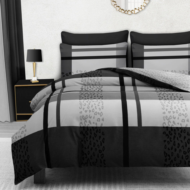 Luxury Double Brushed Microfiber Reversible Duvet Cover Set with Zipper Closure and Corner Ties