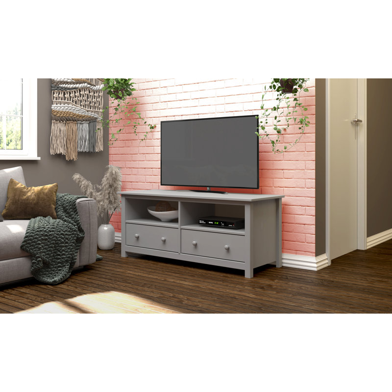 Albrecht Solid Wood TV Stand 55" with 2 Drawers and Ample Storage, Gray
