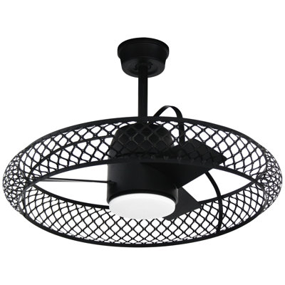 Blueberry Cage 26 in. Indoor Outdoor Fandolier with Integrated LED and Remote Control