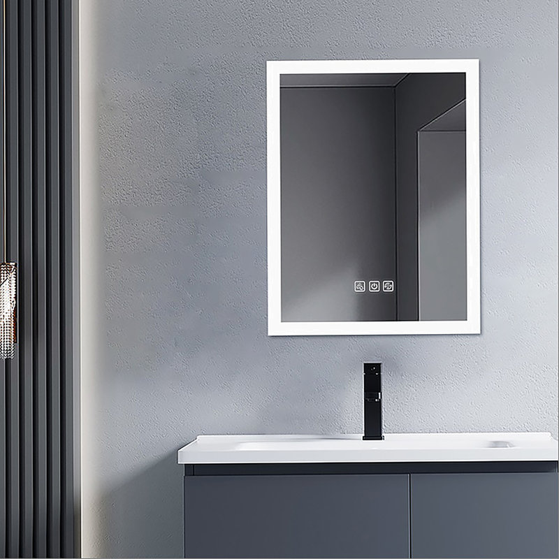Lumière avant brillante à DEL pour miroir de salle de bain, désembuage 5 minutes, réflexion Full HD, 3 couleurs à intensité variable, fixation murale
