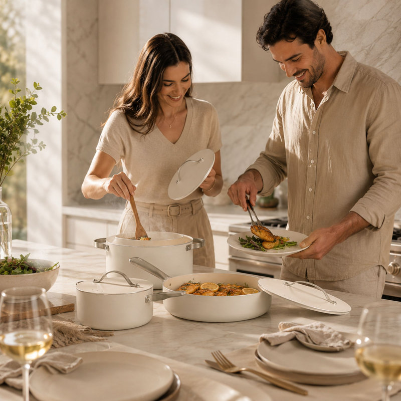 Batterie de cuisine en céramique antiadhésive 8 pièces Alva Mobi