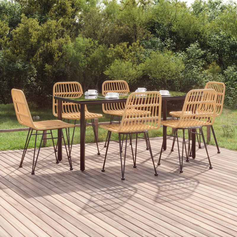Ensemble repas d'extérieur Anayat, Brun, 6, L 63 po x l 31,5 po x H 29,1 po