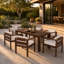 Ensemble de salle à manger 7 pièces Rustic - Table de 72,8 po avec trou pour parasol et chaises rembourrées-1669130541