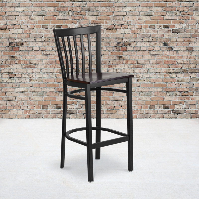 Lyman Counter Stool with Metal Frame, Bar Stool (29” Seat Height), 2, Walnut