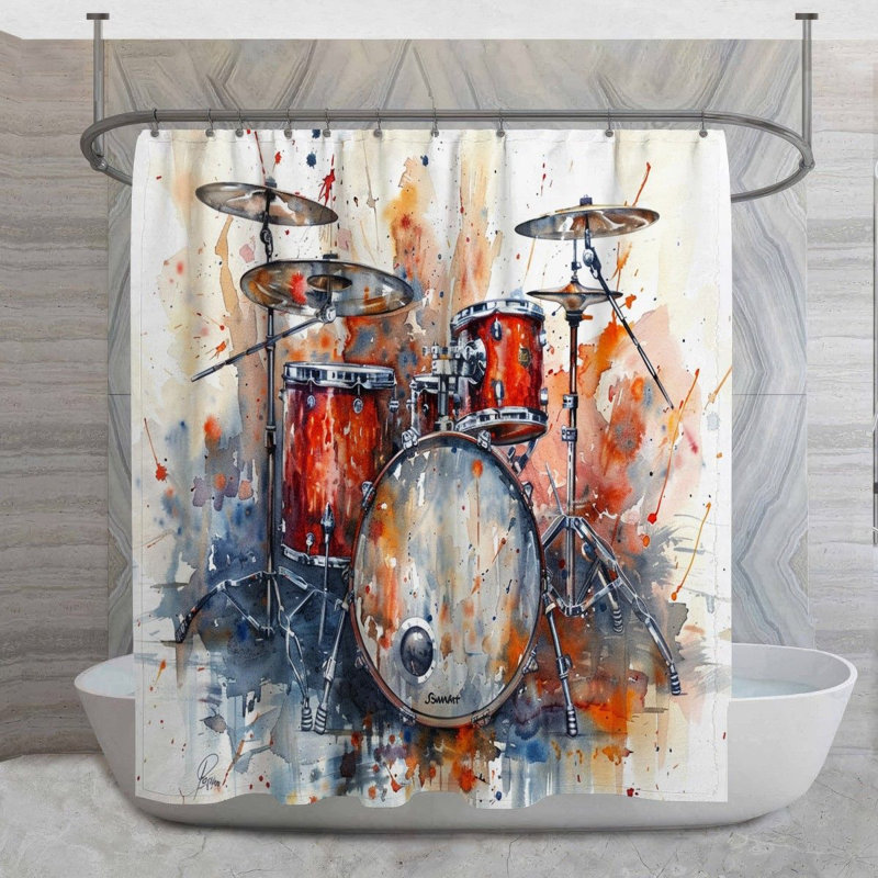 Rideau de douche Drum, H 84 po x l 70 po