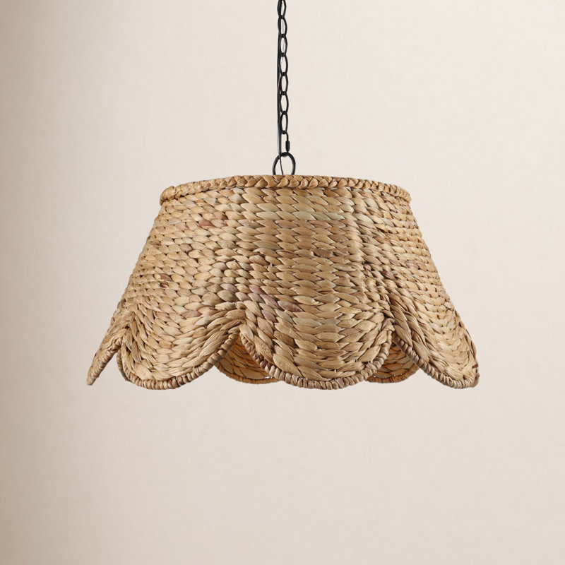 Suspension de salle à manger Summerlin à 4 lumières, intensité variable, 60 cm (23,6 po), en rotin naturel.