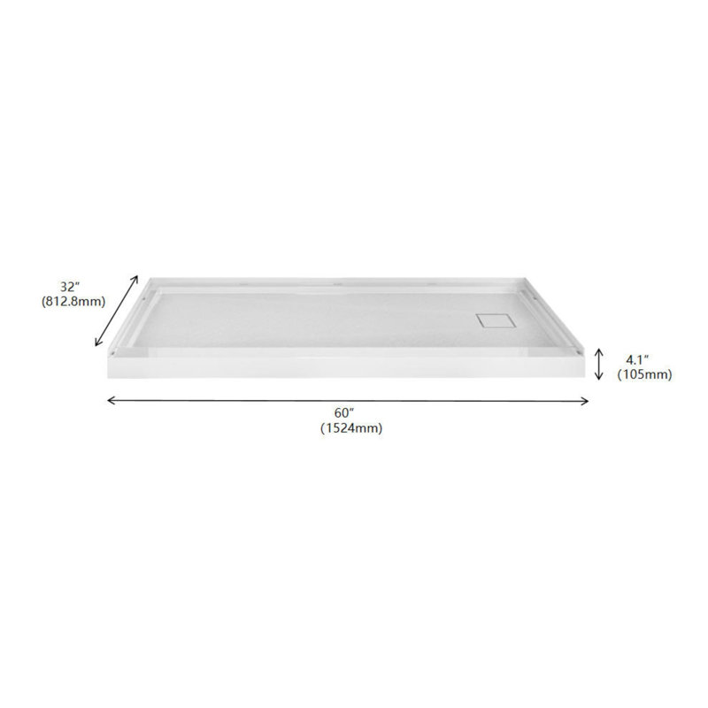 Base de douche 60 po x 32 po SMC, Right