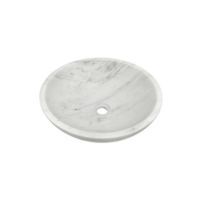 White Natural Marble Bathroom Vessel Sink