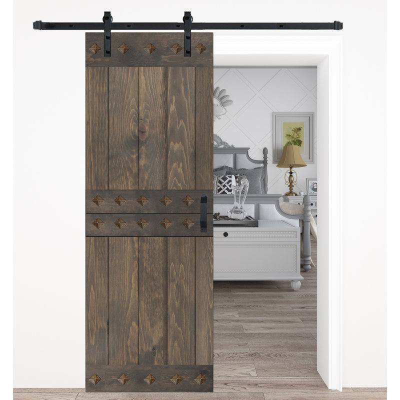 IsLife 84 in. H Matte Barn Door with Barn Door Hardware, 30" x 84", Smoky Gray